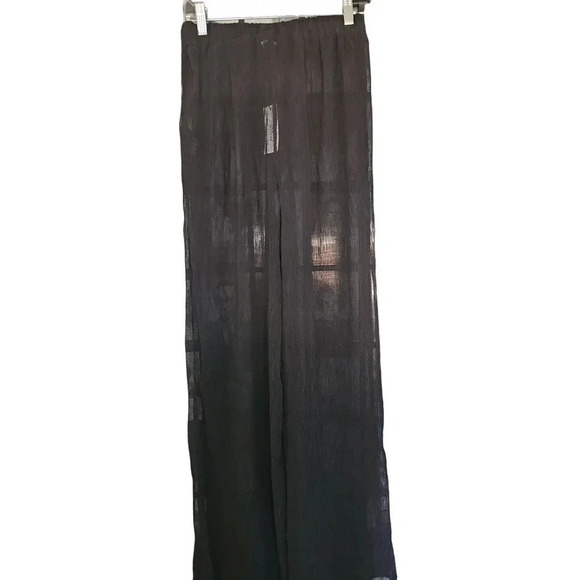 Nasty Gal Plisse Wide Leg Beach Trouser Pants Black Size 4 NWT - Picture 5 of 7